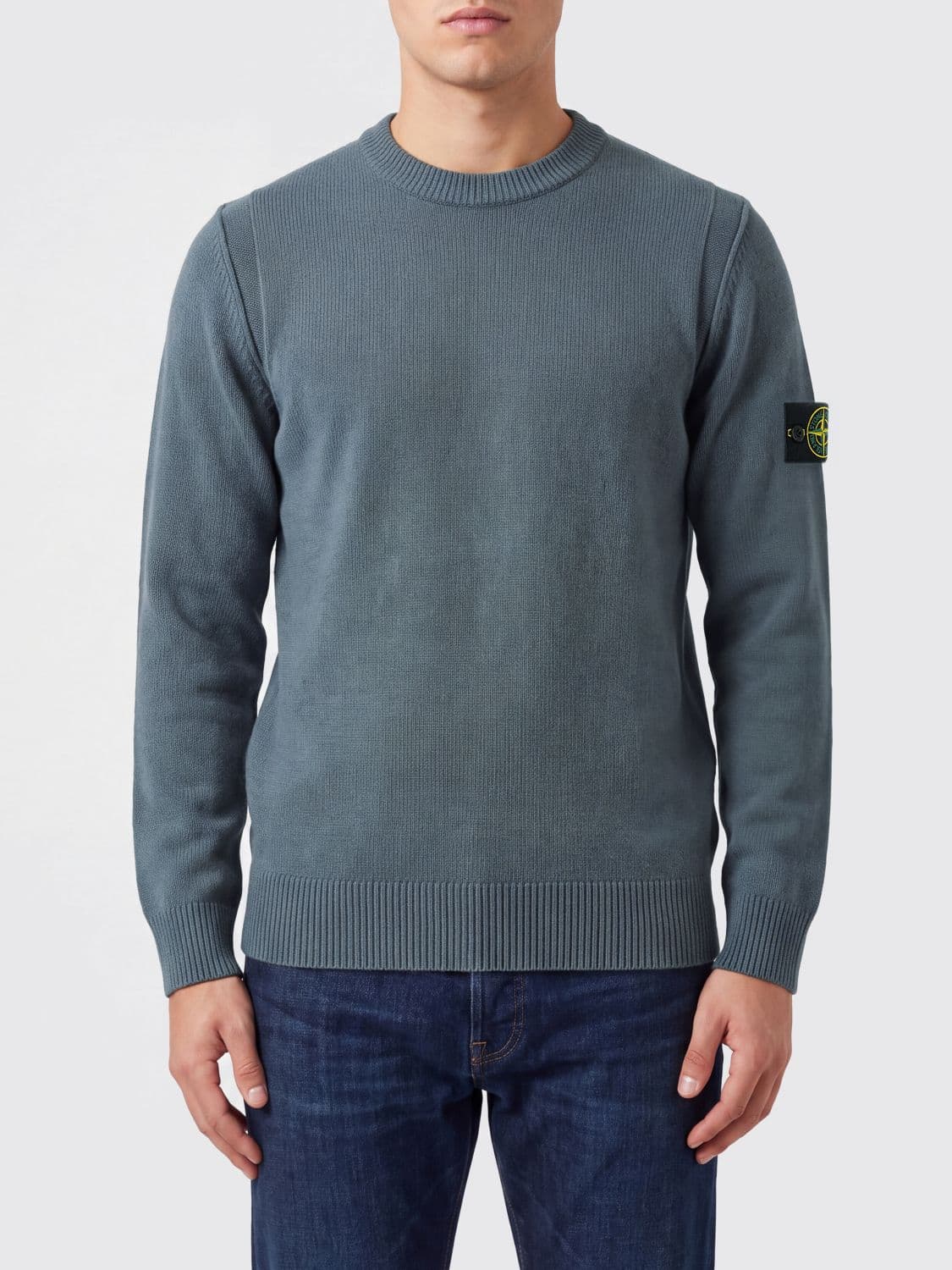 Stone Island Virgin Wool Crewneck Jumper with Compass Logo Patch