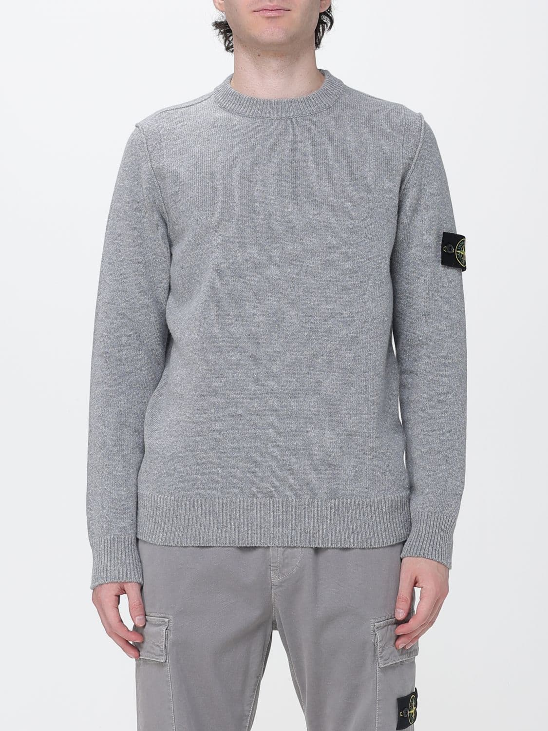 Stone Island Virgin Wool Crewneck Jumper with Compass Logo Patch