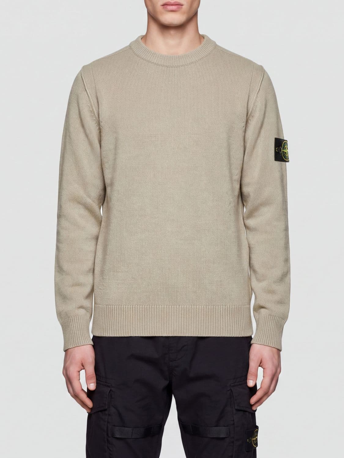 Stone Island Virgin Wool Crewneck Jumper with Compass Logo Patch