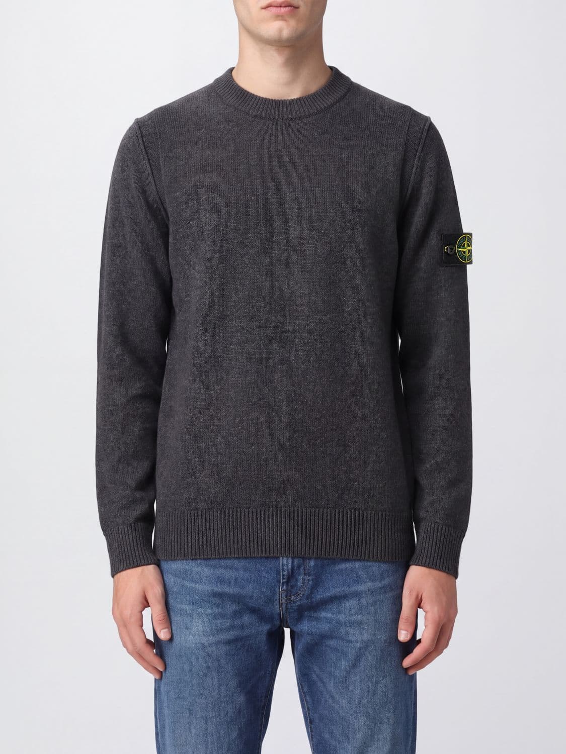 Stone Island Virgin Wool Crewneck Jumper with Compass Logo Patch
