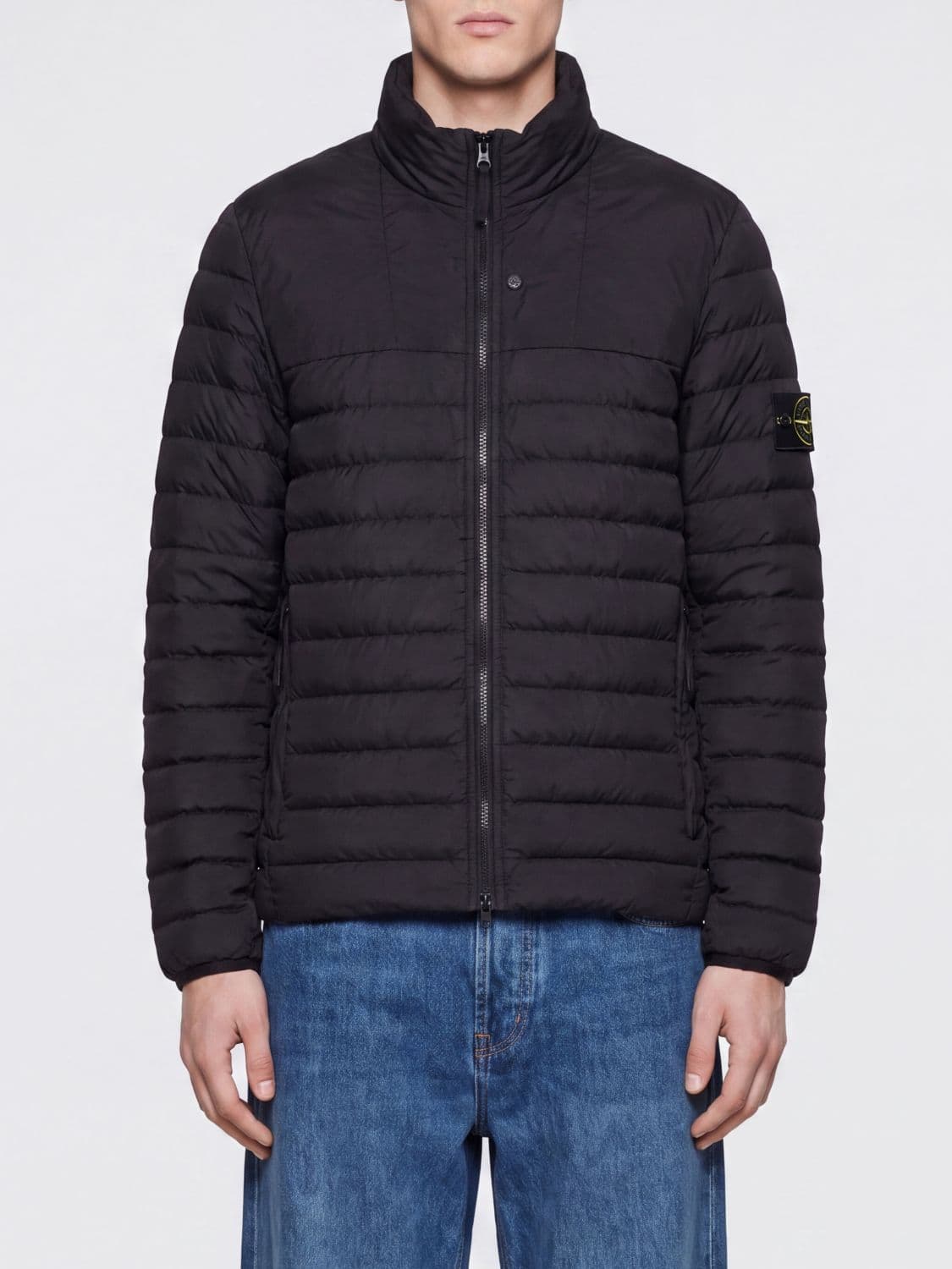 Stone Island Short Water-Repellent Recycled Nylon Down Jacket with High Neck