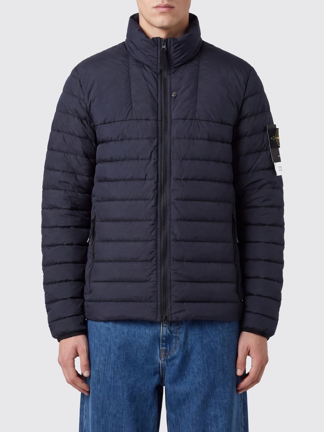 Stone Island Short Water-Repellent Recycled Nylon Down Jacket with High Neck