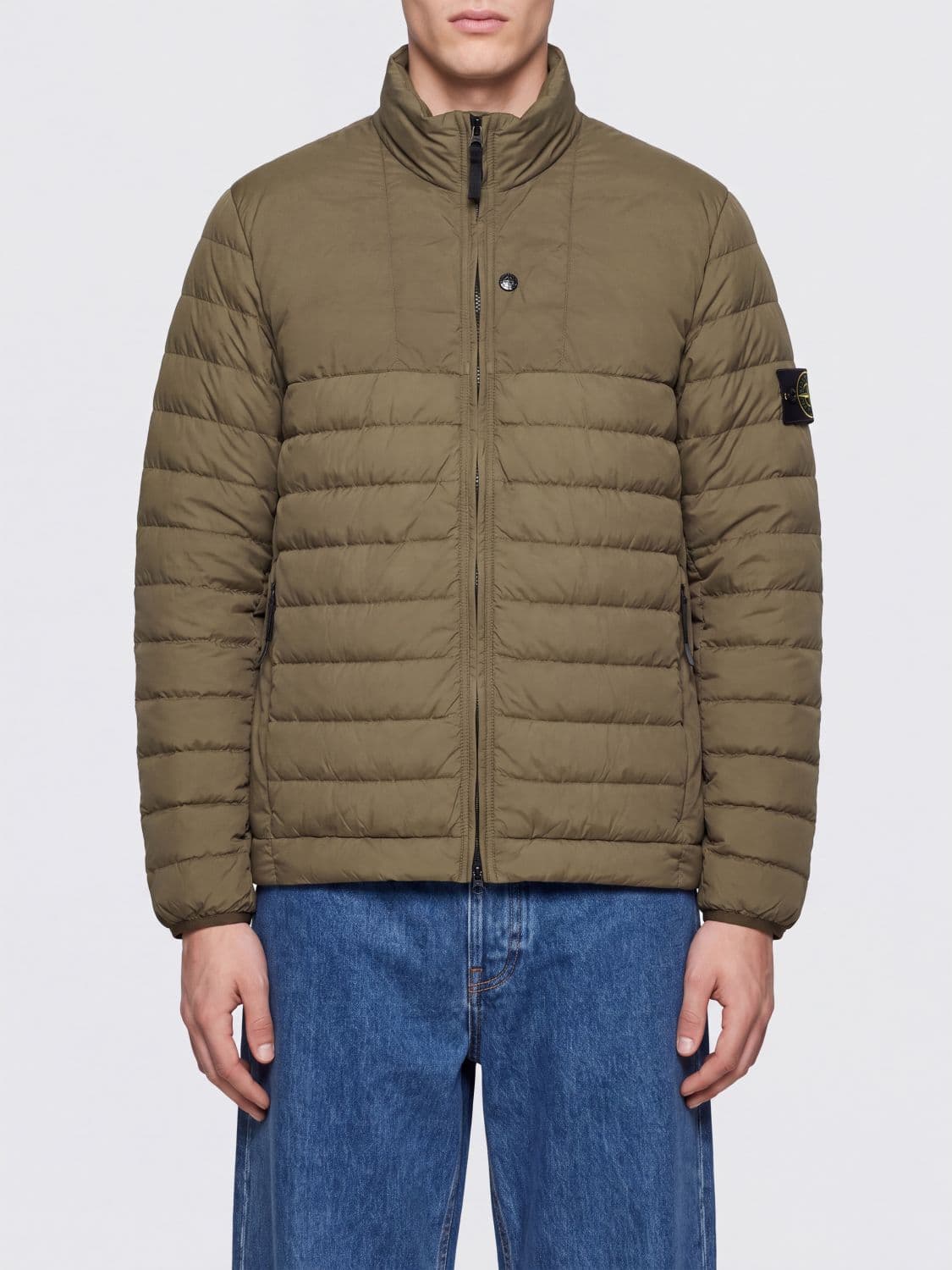 Stone Island Short Water-Repellent Recycled Nylon Down Jacket with High Neck