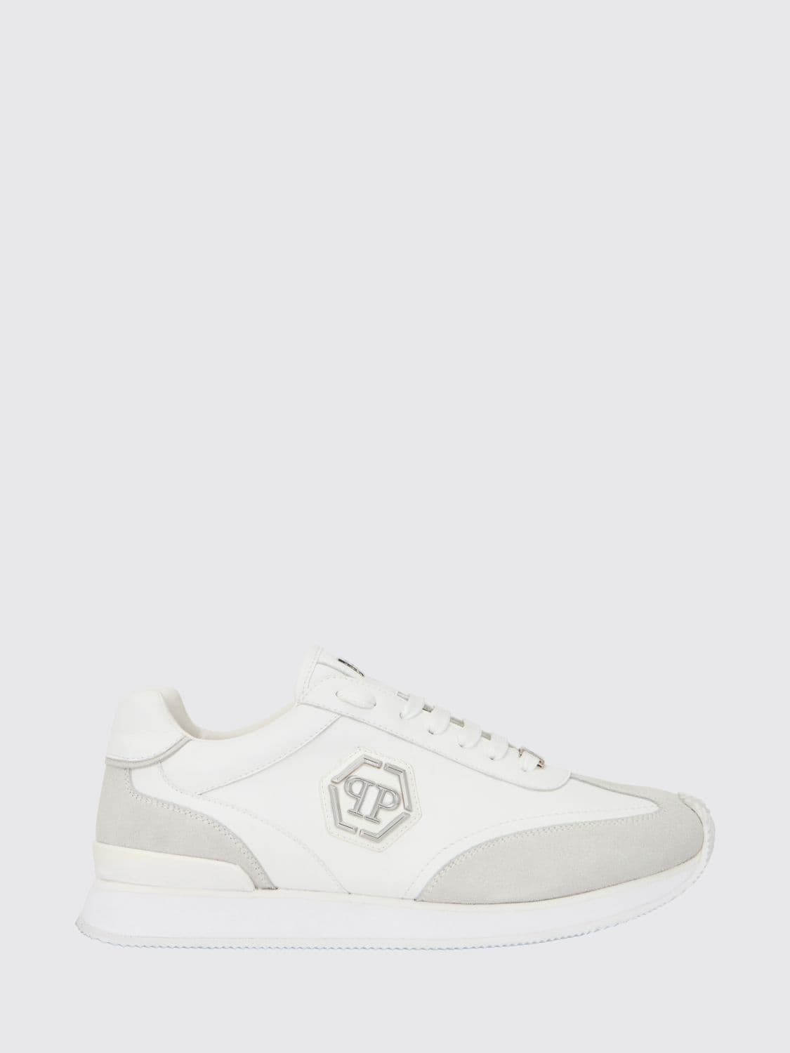 Philipp Plein Leather and Suede Low-Top Sneakers with Hexagon Logo and Monogram