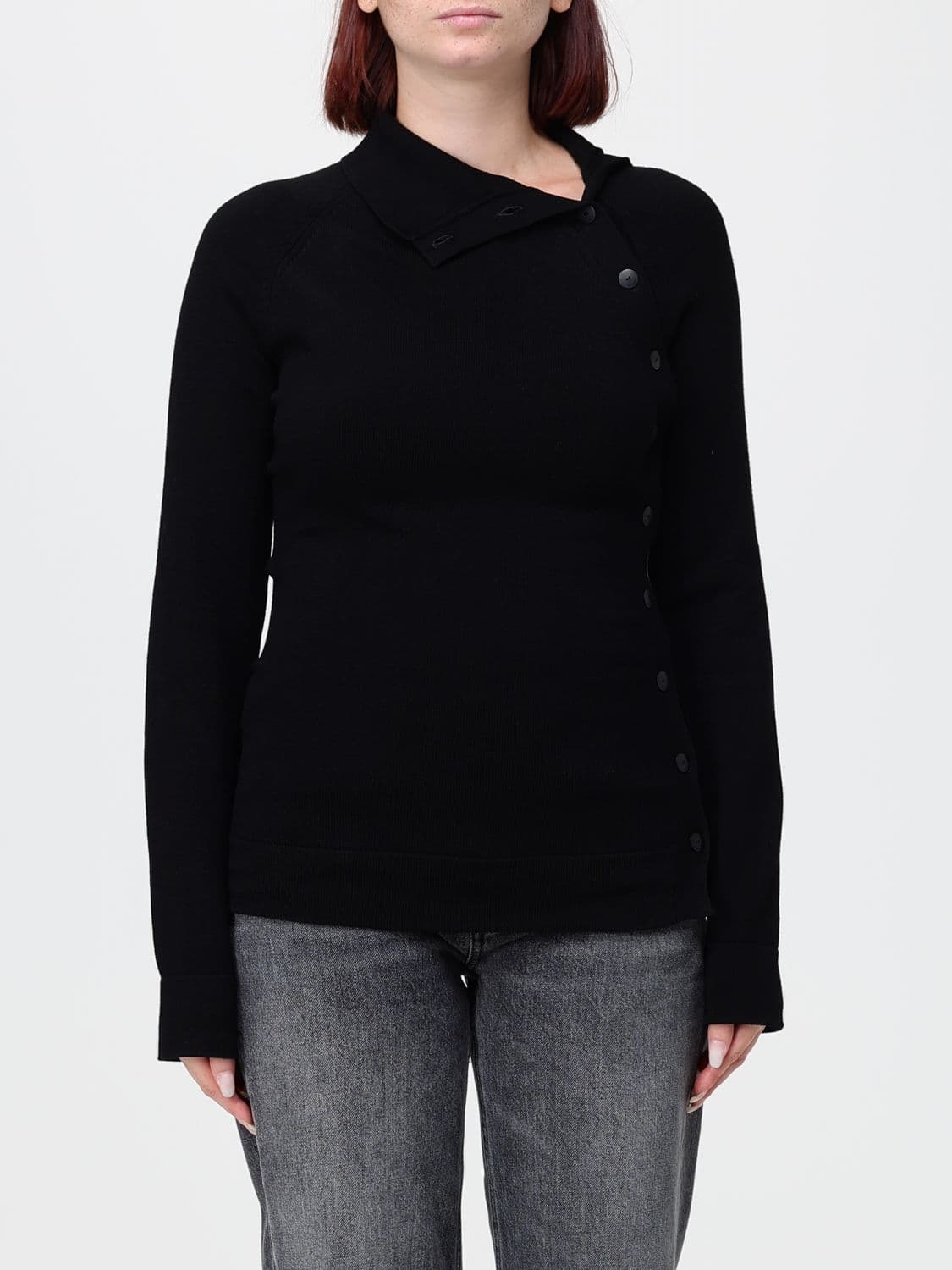 Dondup Slim Fit Viscose Turtleneck Jumper with Shoulder Buttons