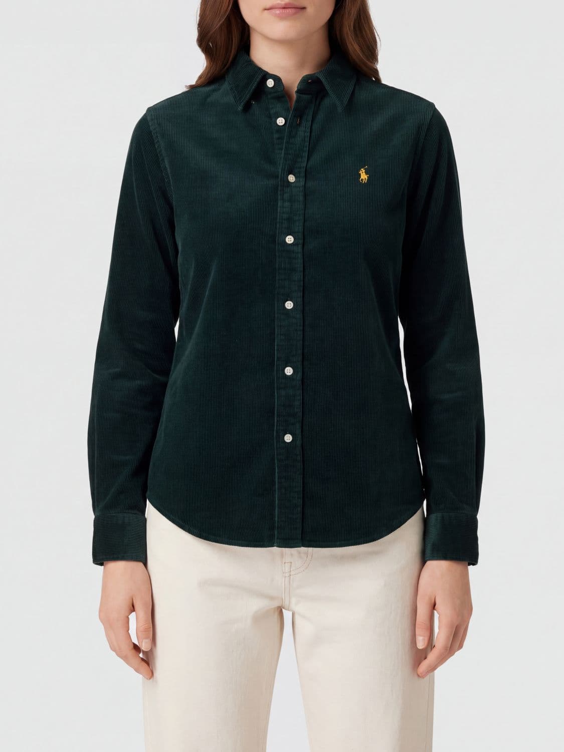 Polo Ralph Lauren Slim Fit Velvet Shirt with Embroidered Pony Logo
