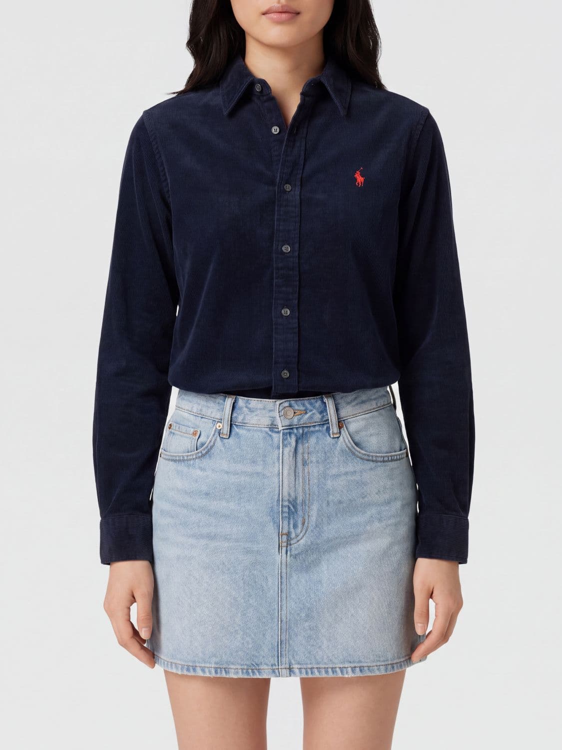 Polo Ralph Lauren Slim Fit Velvet Shirt with Embroidered Pony Logo