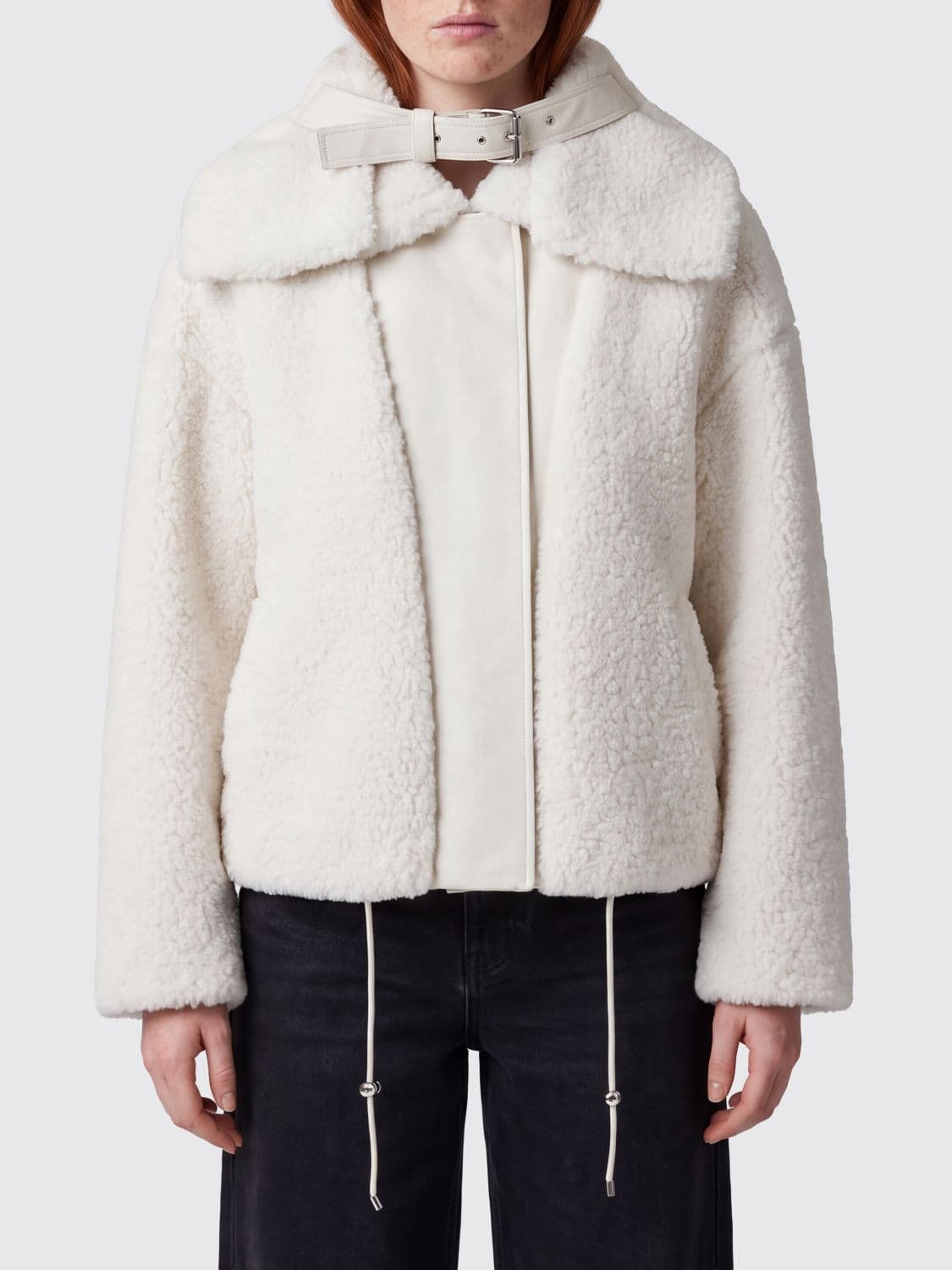 Sportmax Cropped Faux Fur Jacket with Drawstring and a Relaxed Fit