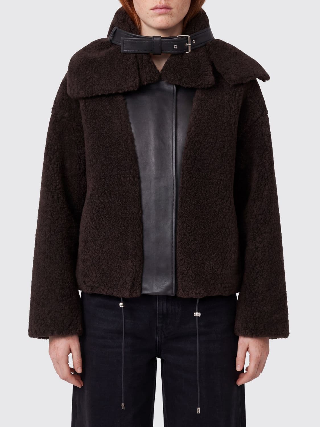 Sportmax Cropped Faux Fur Jacket with Drawstring and a Relaxed Fit