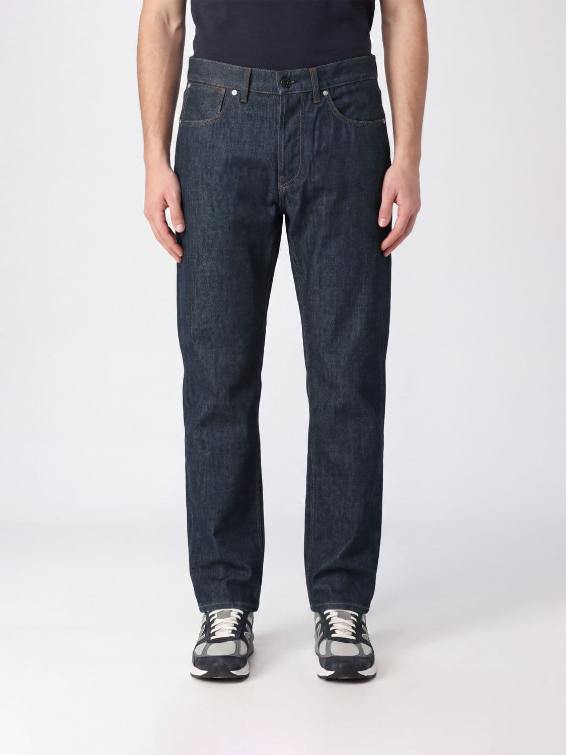 Stone Island Straight Fit Cotton Denim Jeans with Rear Compass Logo