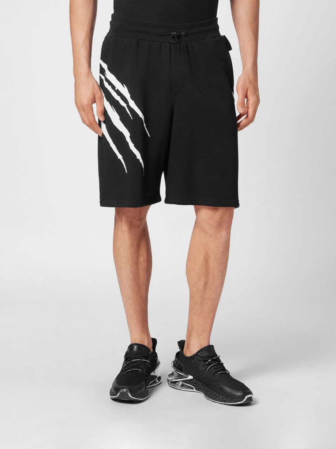 Plein Sport Scratch Sports Shorts in Jersey with Waist Drawstring