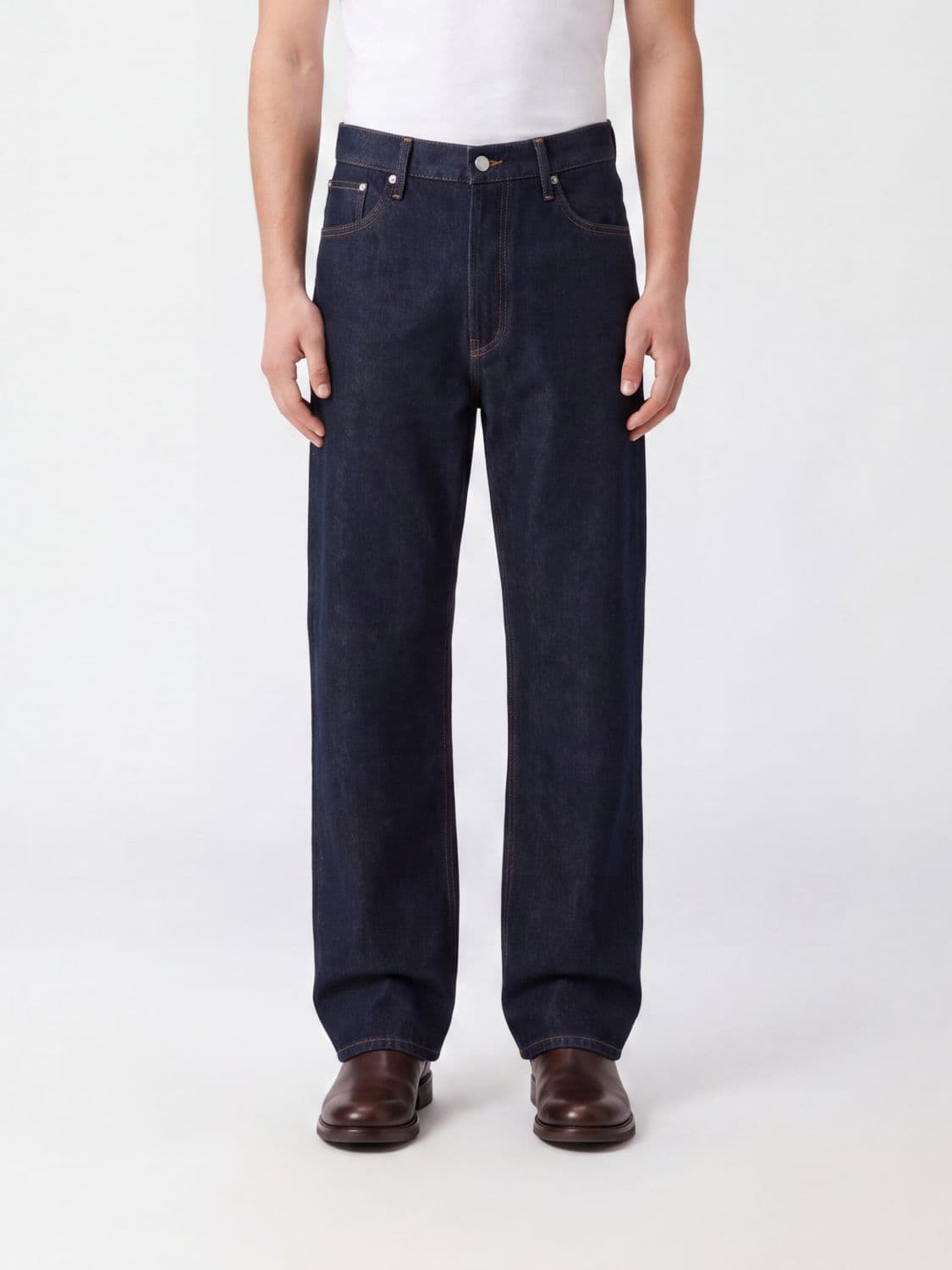 Dries Van Noten Mid-Rise Wide-Leg Jeans in Indigo Cotton Denim