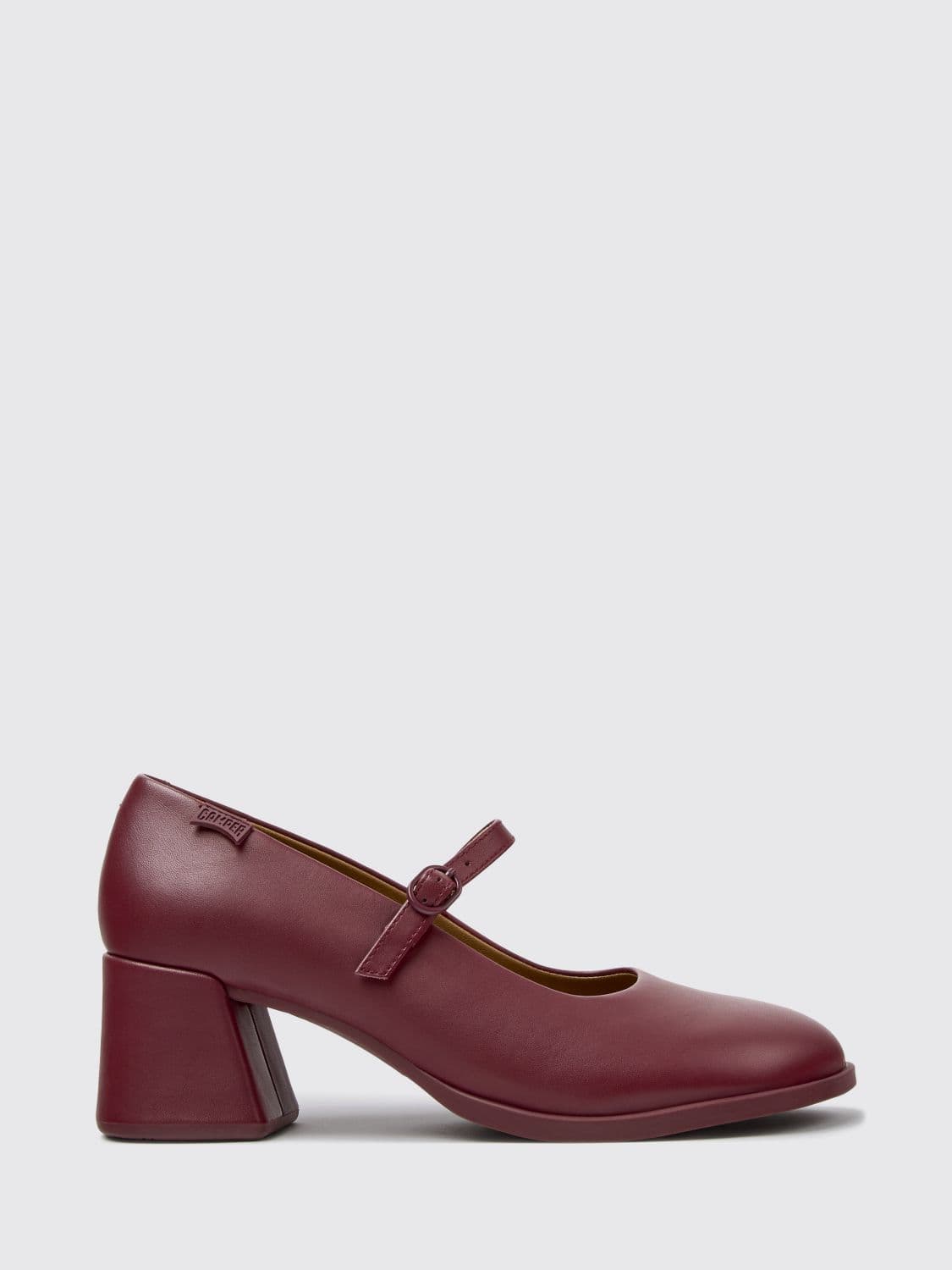 Camper Kora Smooth Leather Mary Jane Pumps with Flared Mid-Heel