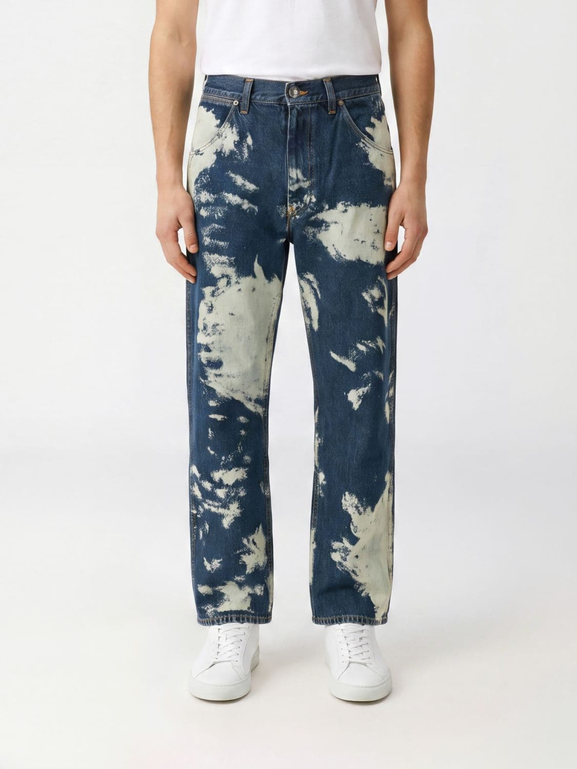 Vivienne Westwood Abstract Print Bleached Denim Wide-Leg Jeans