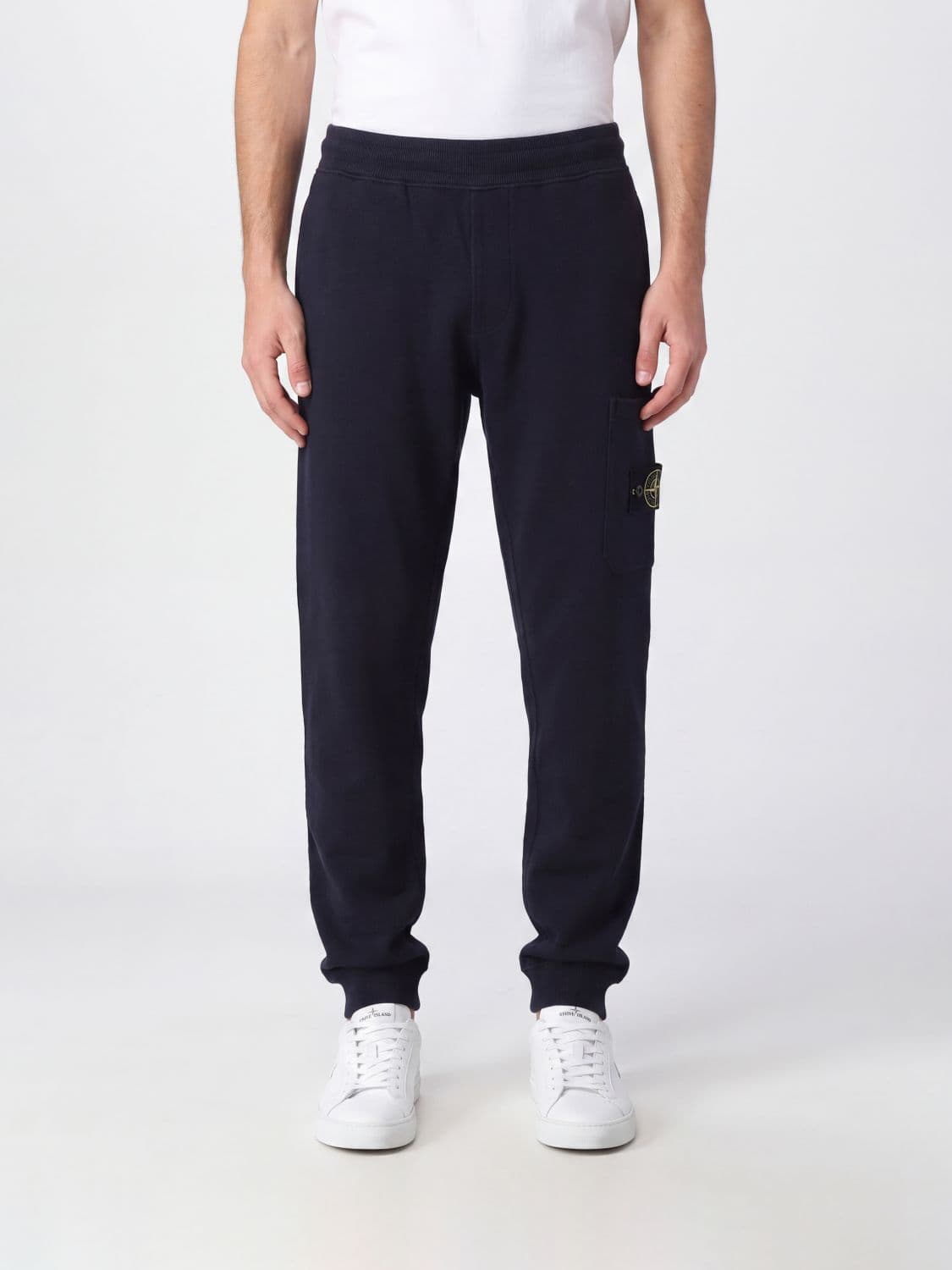 Stone Island Wool Jogging Trousers with Compass Logo and Elasticated Waist