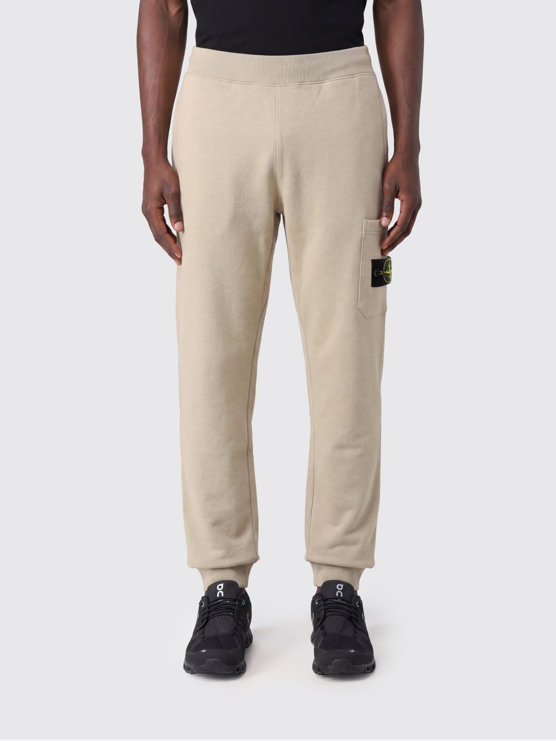 Stone Island Wool Jogging Trousers with Compass Logo and Elasticated Waist