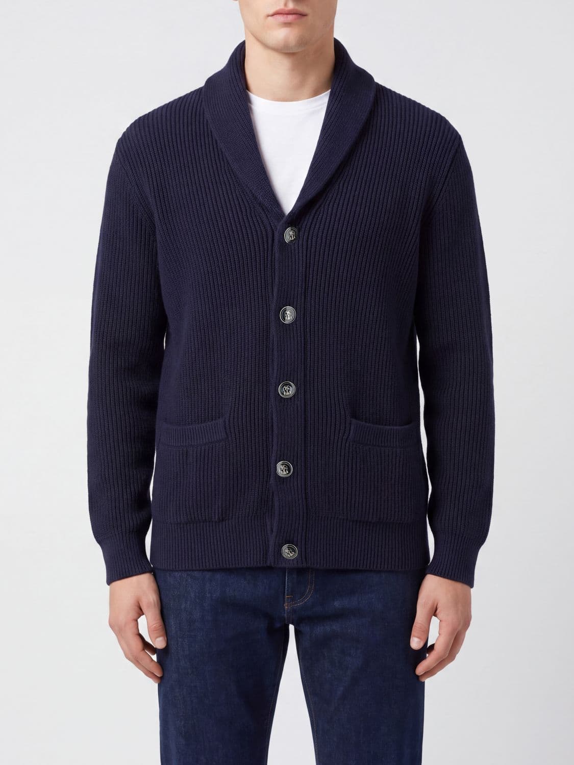 Brunello Cucinelli Men's Cotton Cardigan with Shawl Collar and Buttons