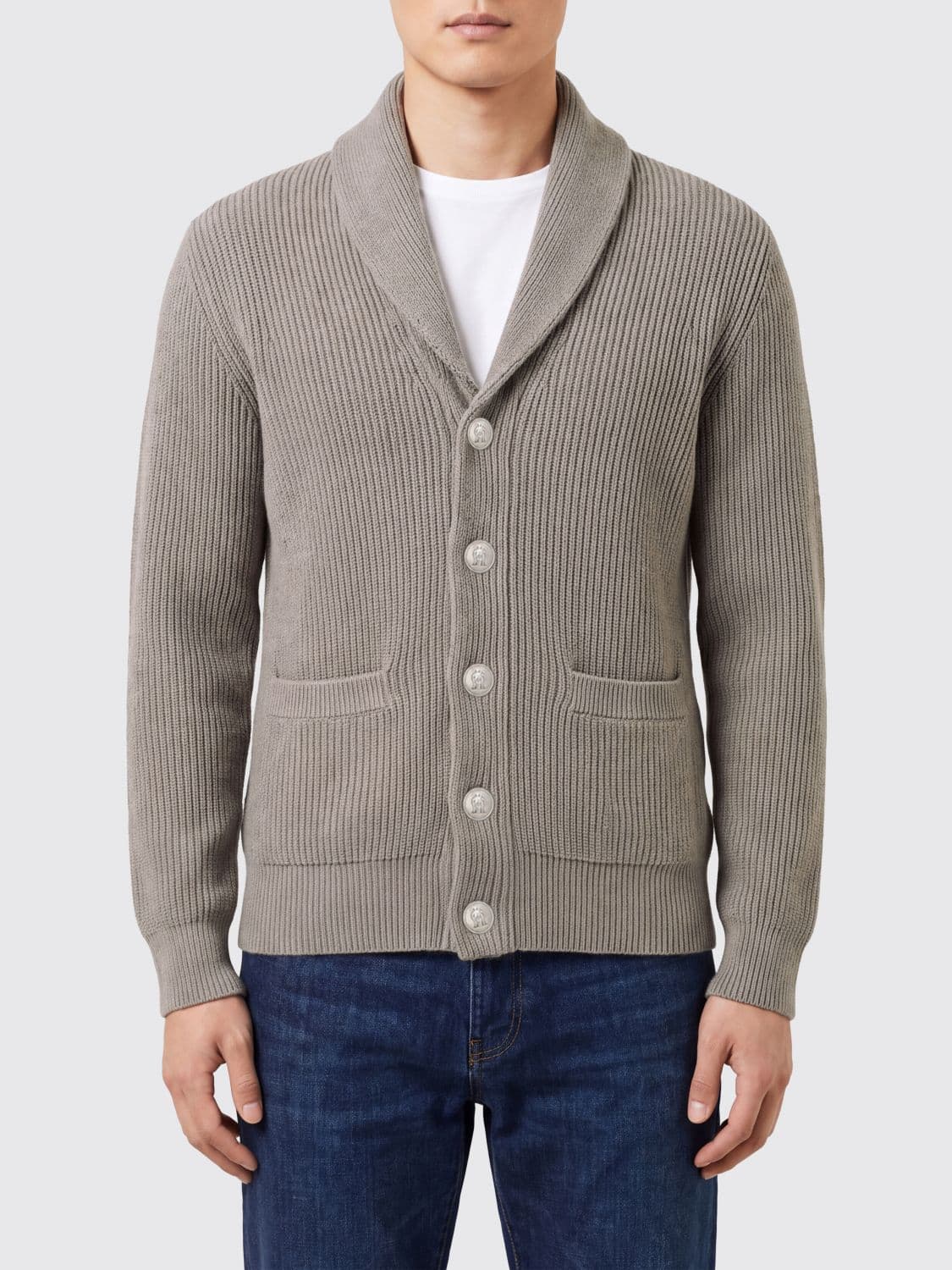 Brunello Cucinelli Men's Cotton Cardigan with Shawl Collar and Buttons