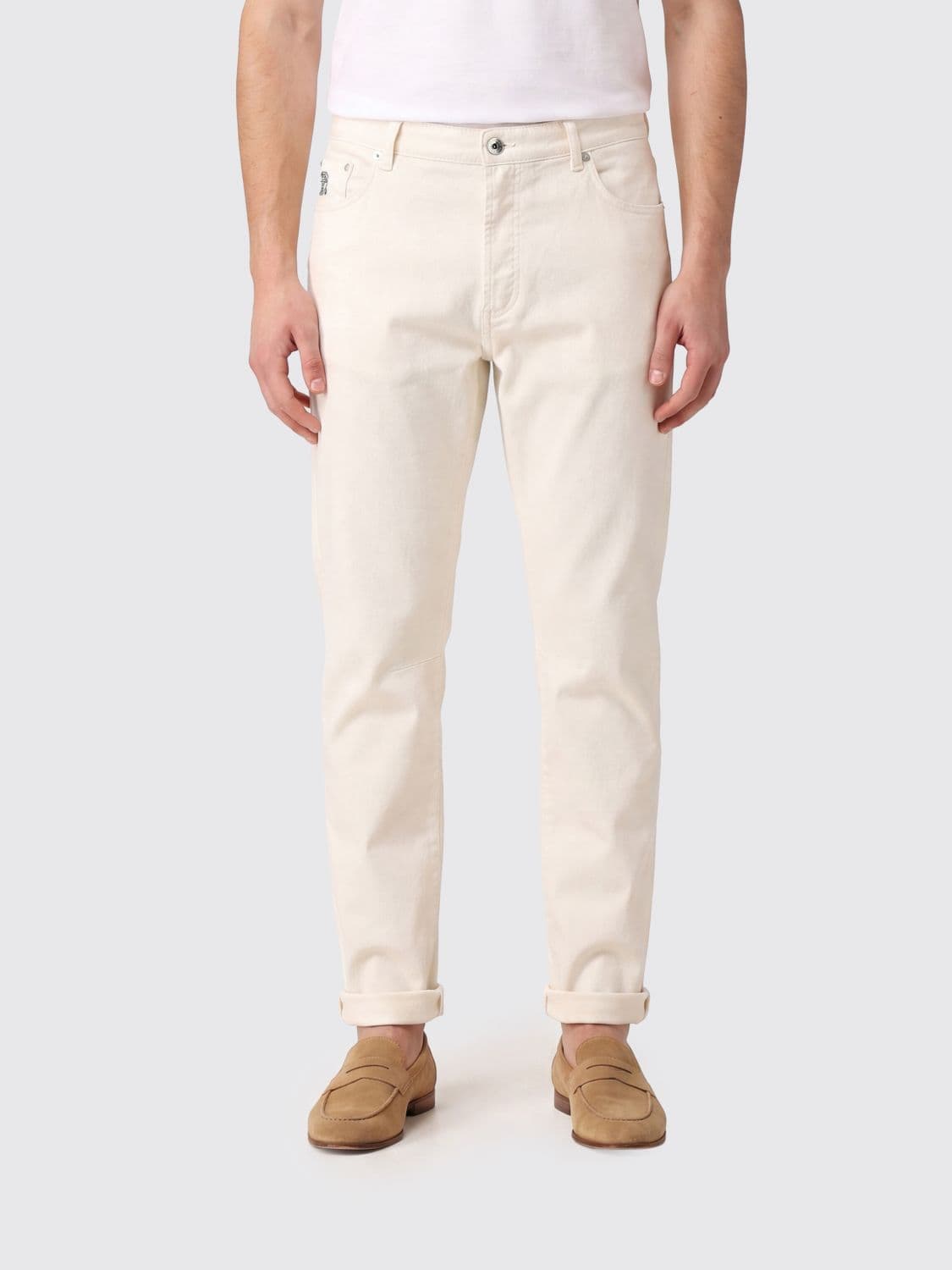 Brunello Cucinelli Straight Fit Jeans in Stretch Cotton Denim