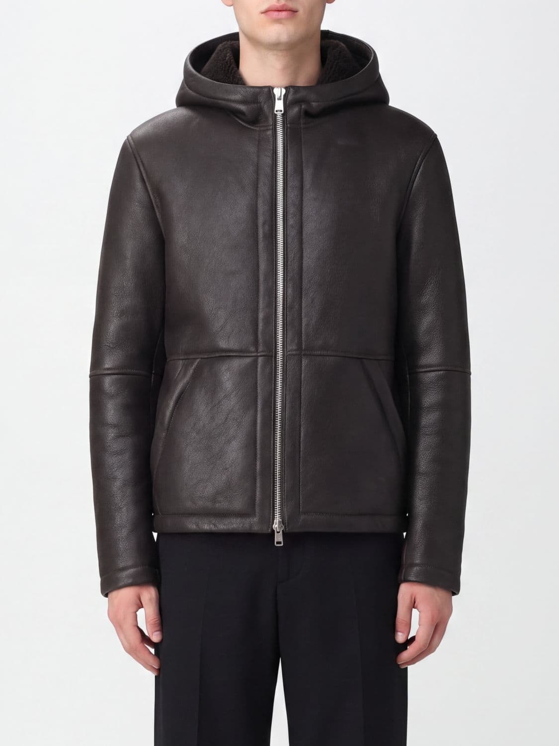 Dondup Hooded Jacket in Smooth Lambskin Leather