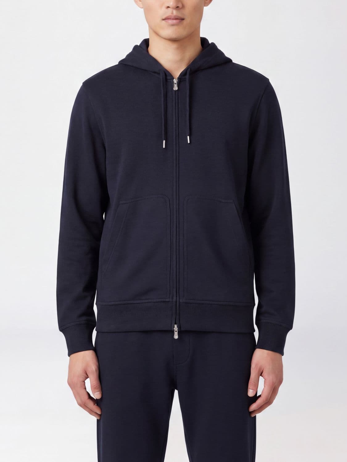 Brunello Cucinelli Zip-Up Hoodie in Cashmere and Silk with Drawstring