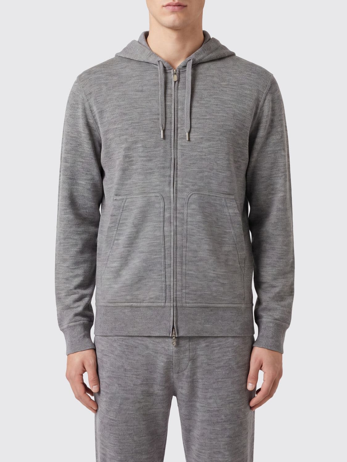 Brunello Cucinelli Zip-Up Hoodie in Cashmere and Silk with Drawstring