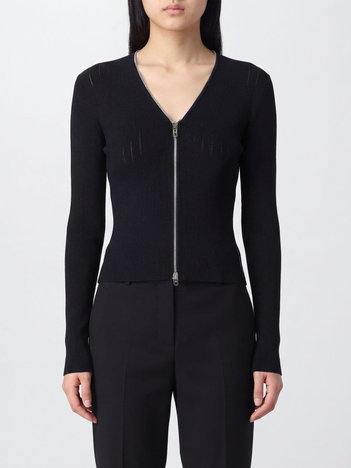 Alexander Wang V-Neck Slim Fit Polyamide Cardigan with Zip