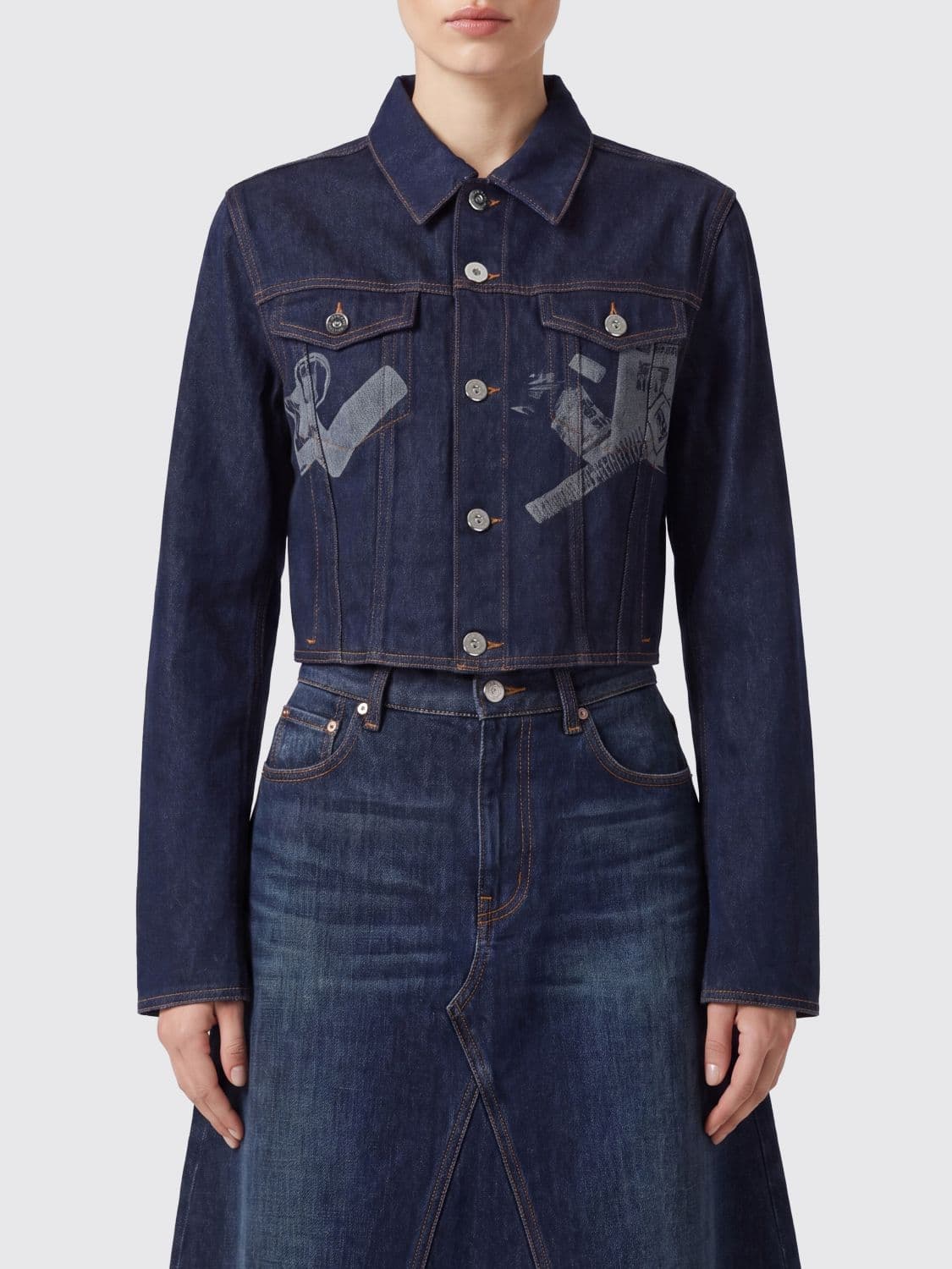 Jean Paul Gaultier Graphic Print Shirt-Style Denim Jacket