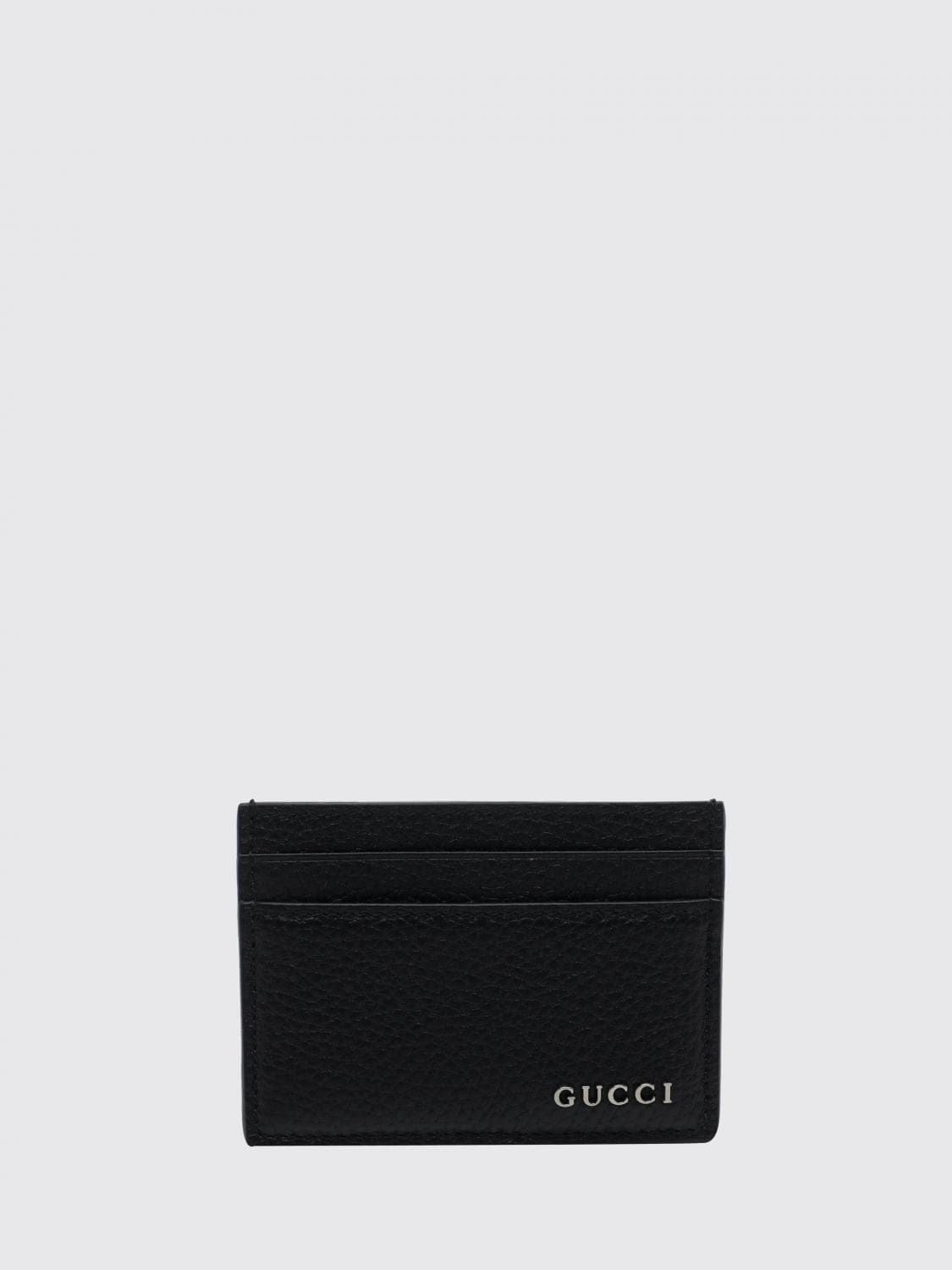 Gucci Grained Leather Card Holder with Metallic Logo and Four Slots · OS