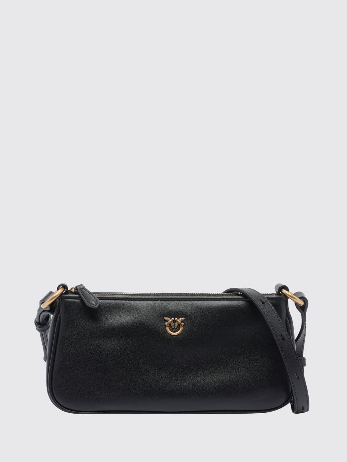Pinko Mini Half Moon Calf Leather Crossbody Bag with Love Birds Logo · OS