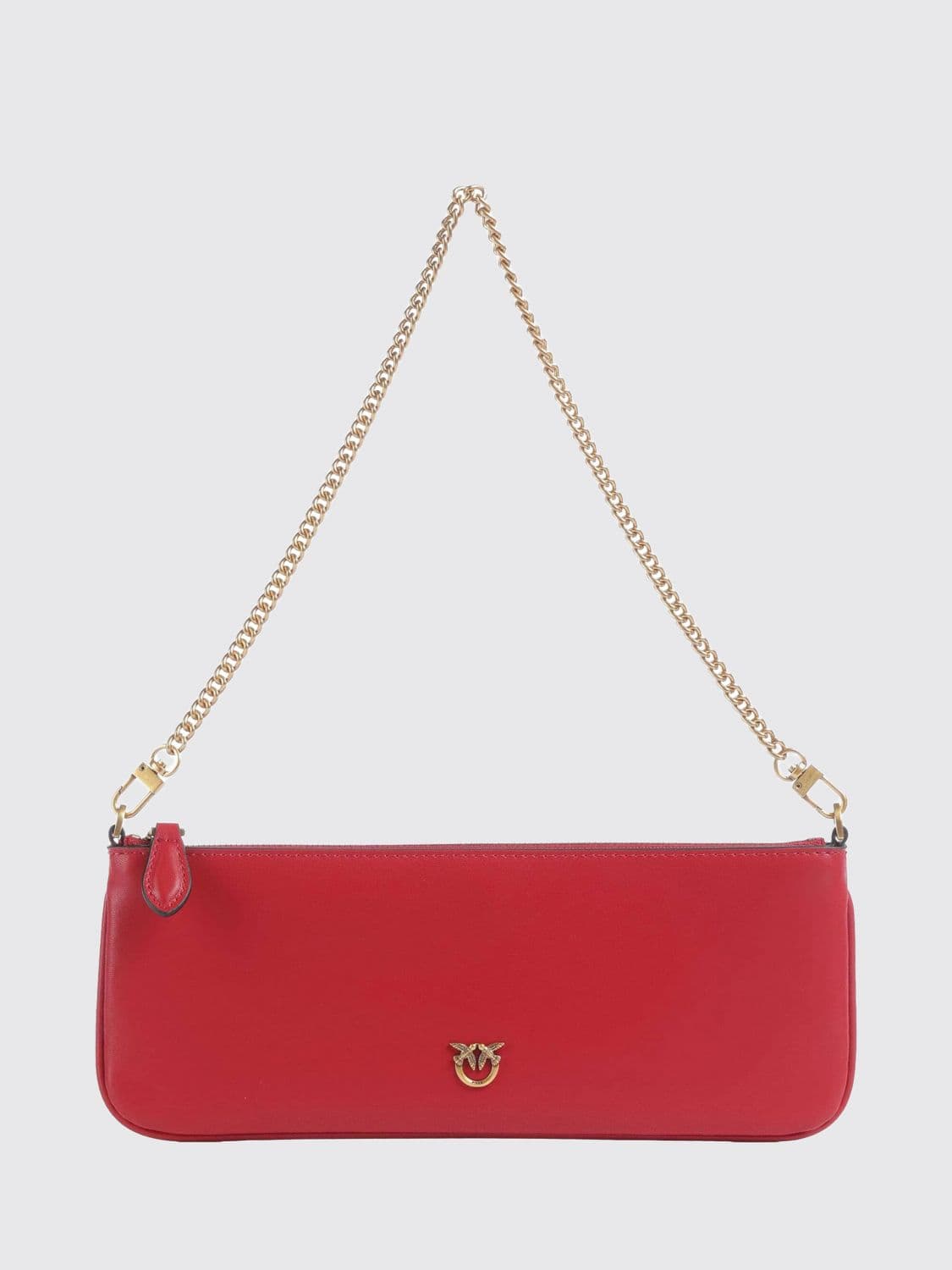 Pinko Mini Half Moon Calf Leather Crossbody Bag with Love Birds Logo