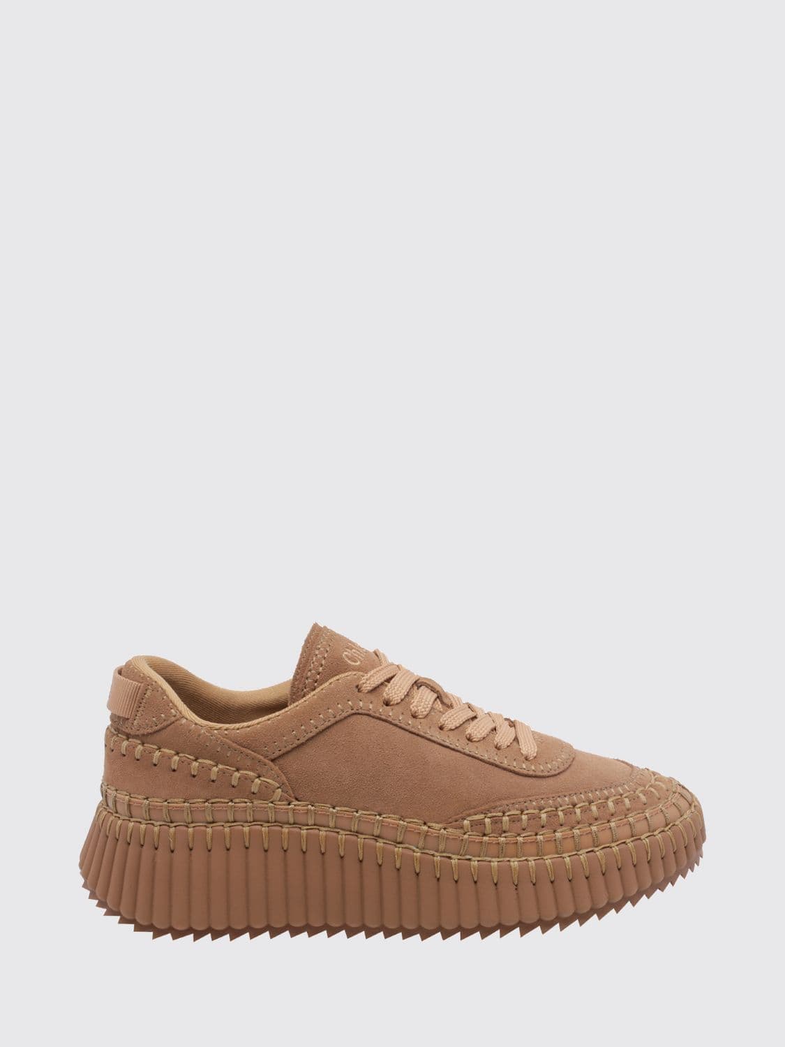 Chloé Nama Suede Sneakers with Platform Sole and Round Toe