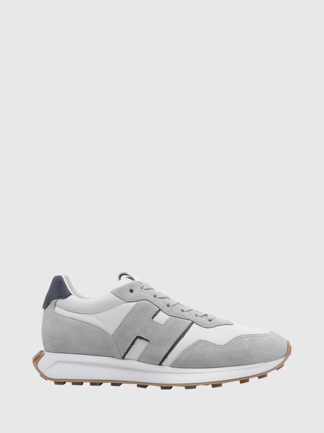 Hogan H601 Smooth and Suede Leather Trainers with Serrated Sole