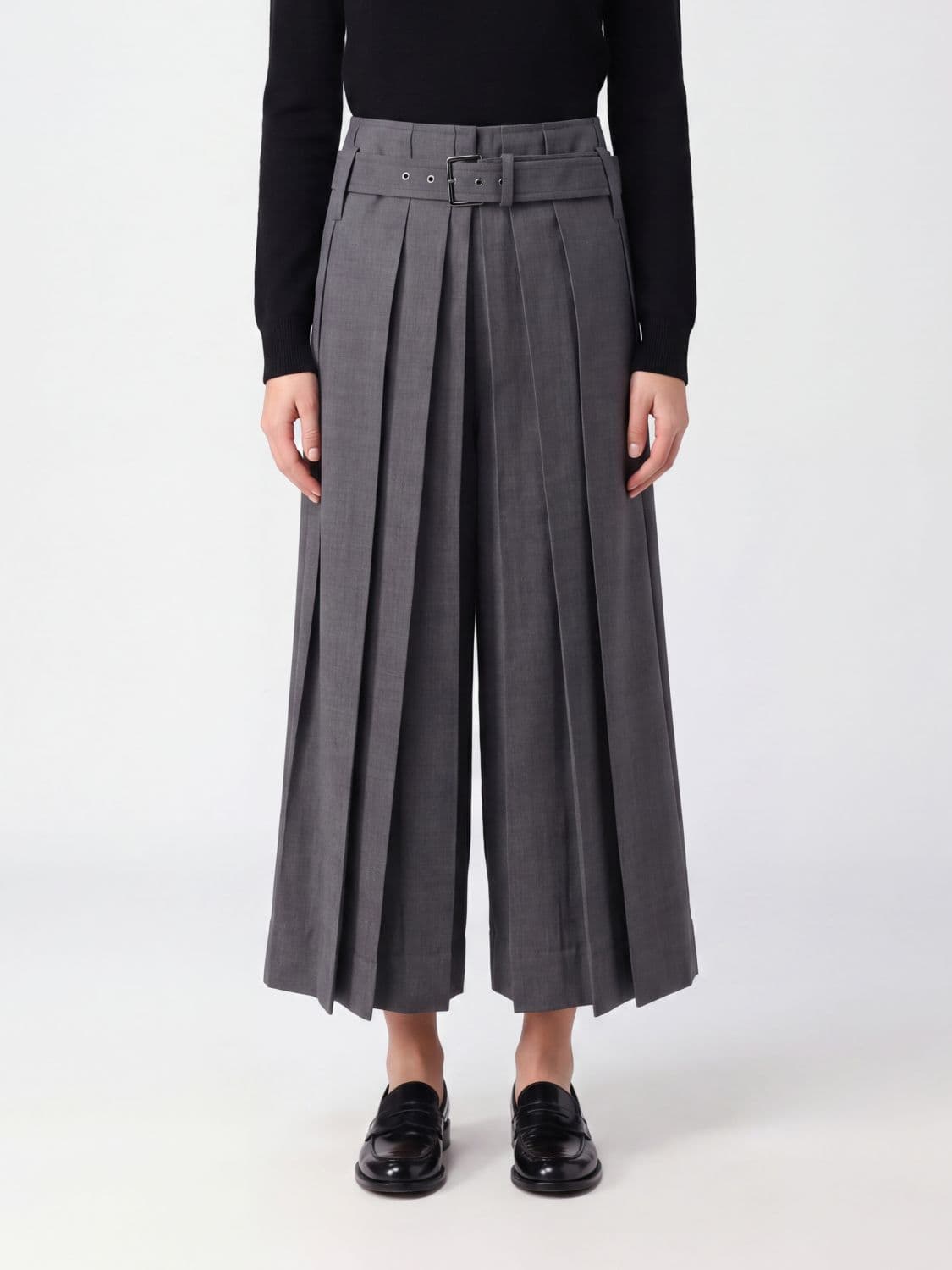 Brunello Cucinelli Cropped Wide-Leg Pleated Wool Trousers