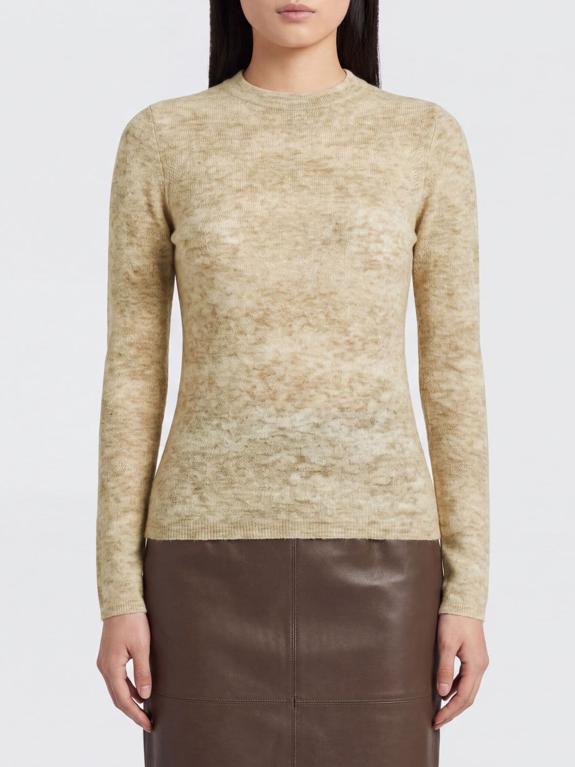 Brunello Cucinelli Slim Fit Open-Knit Crewneck Jumper in Silk and Wool Blend