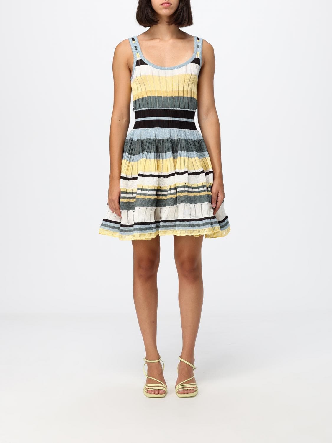 Alaïa Multicolor Striped Knit Off-the-Shoulder Mini Dress