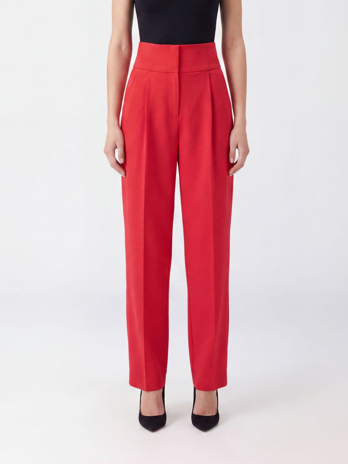 Elisabetta Franchi High-Waisted Virgin Wool Gabardine Palazzo Trousers