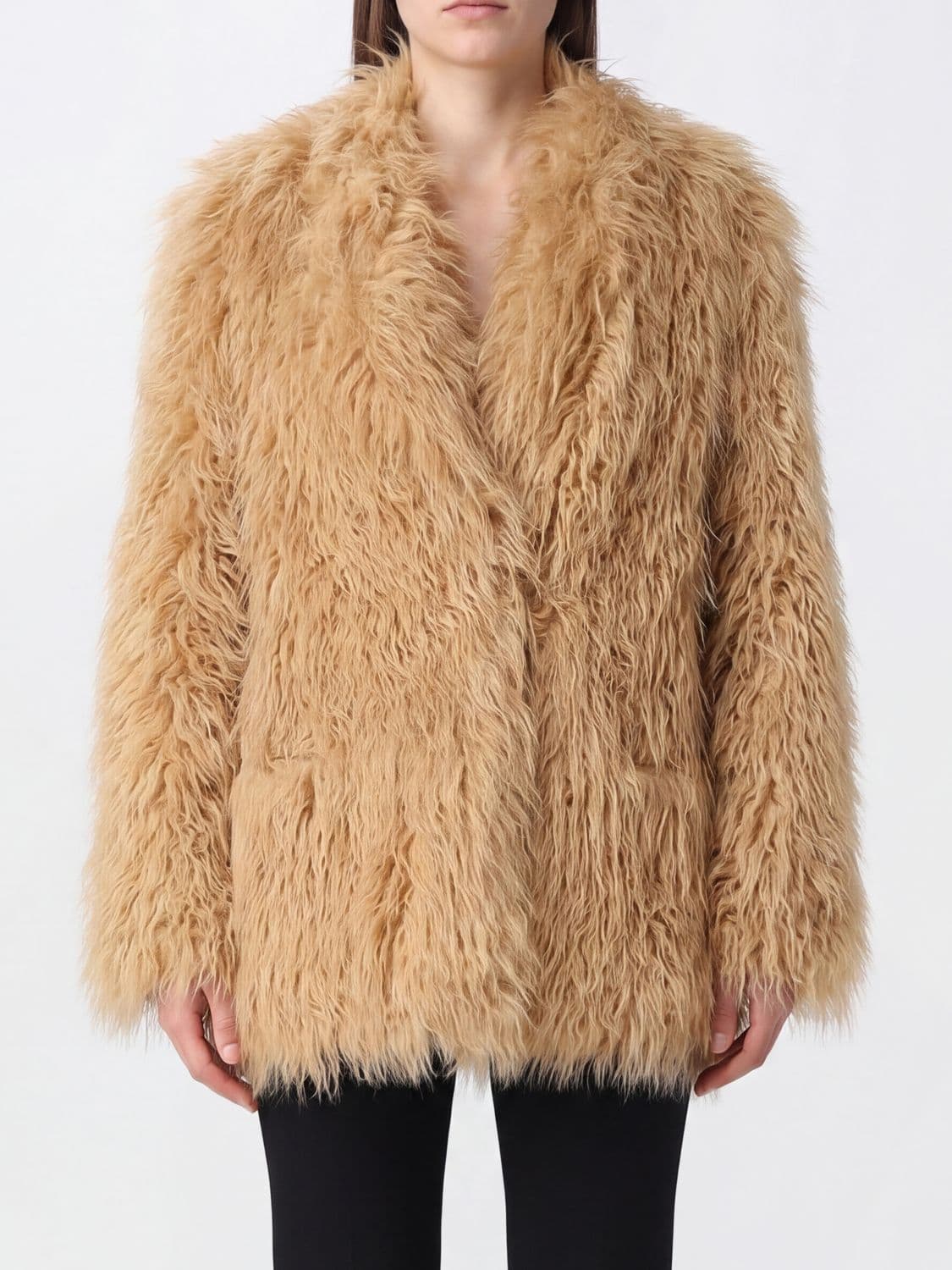Isabel Marant Mylae Faux Fur V-Neck Coat