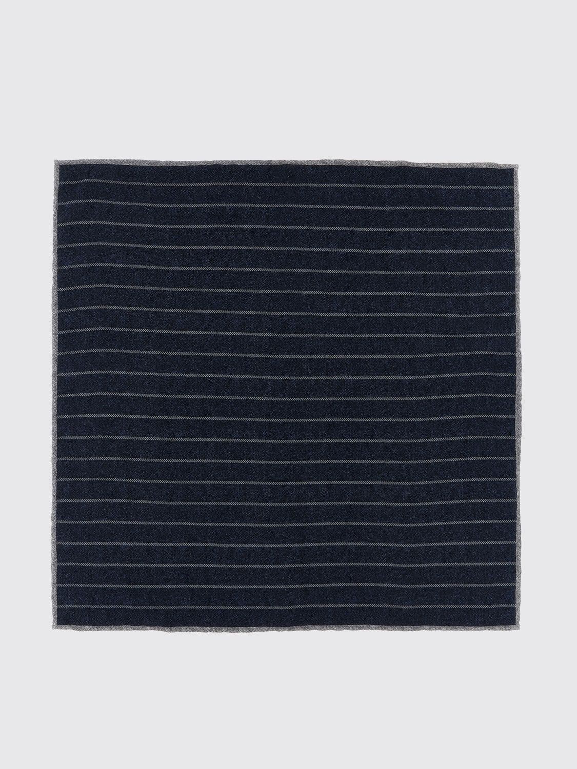 Brunello Cucinelli Striped Pure Silk Pocket Square with Logo