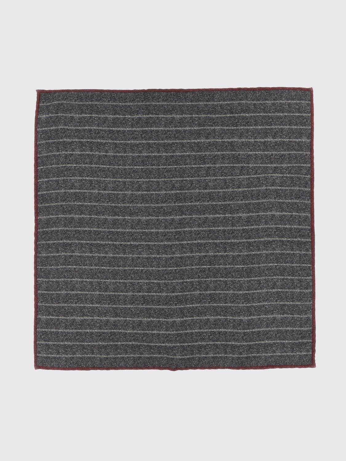 Brunello Cucinelli Striped Pure Silk Pocket Square with Logo