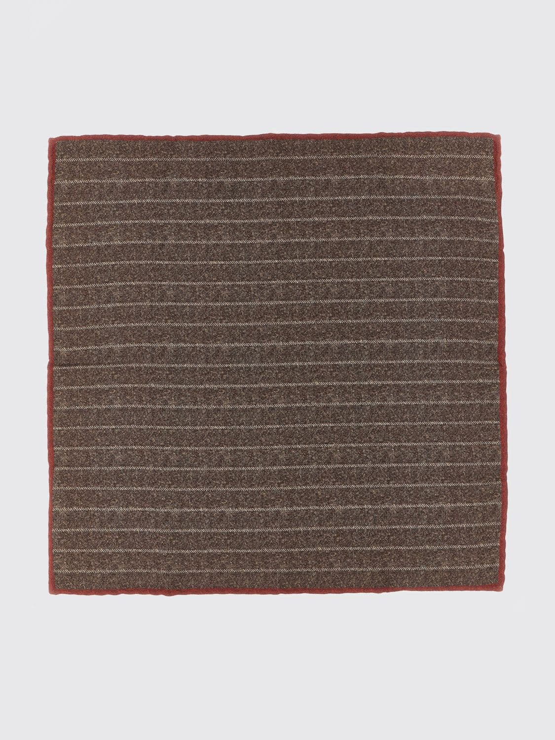 Brunello Cucinelli Striped Pure Silk Pocket Square with Logo
