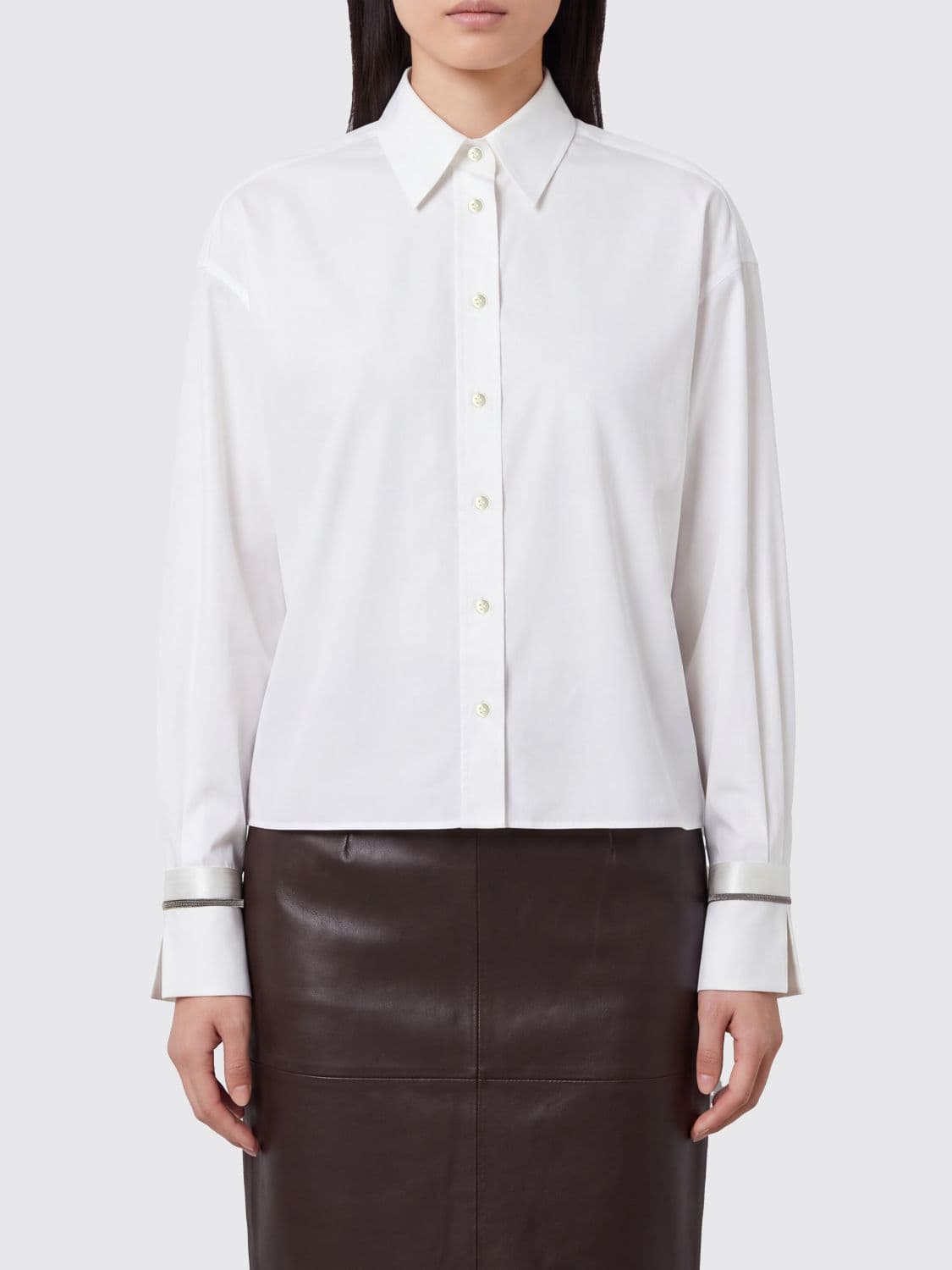 Brunello Cucinelli Cotton Shirt with Monili Decoration