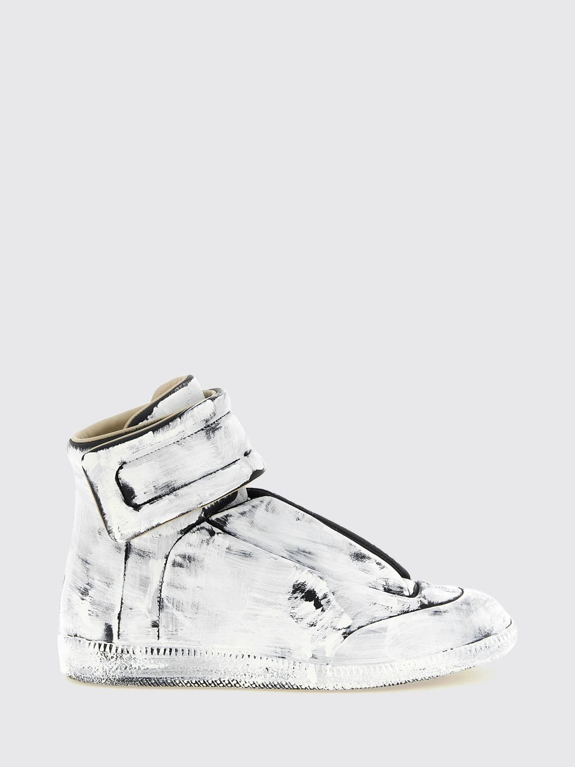Maison Margiela Future Bicolor Calfskin High-Top Sneakers with Velcro