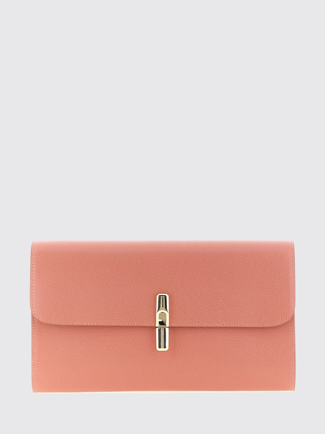 Furla Iride Large Leather Clutch with Metal Interlocking Closure · OS