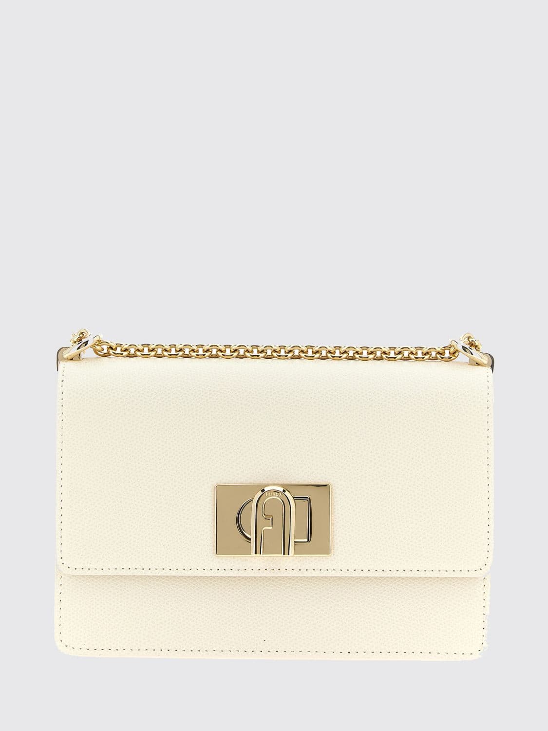 Furla 1927 Mini Grained Leather Shoulder Bag with Chain Strap · OS