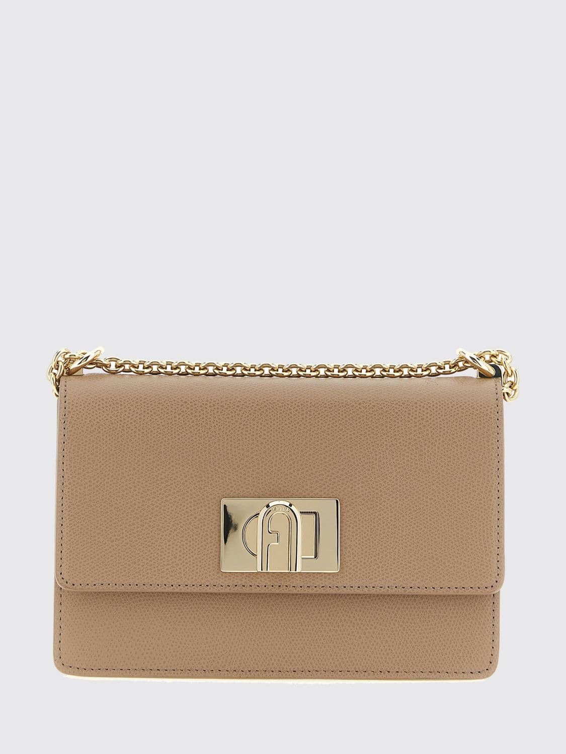 Furla 1927 Mini Grained Leather Shoulder Bag with Chain Strap