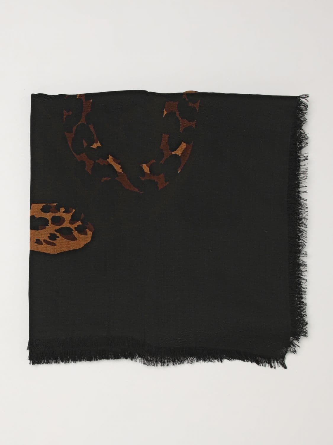 Saint Laurent Animal Print Wool Square Scarf with YSL Monogram