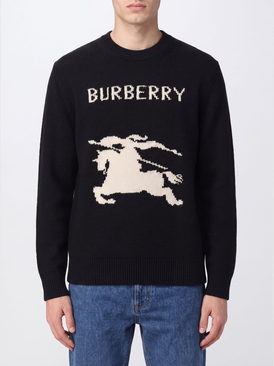 Burberry Wool and Cashmere Blend Jacquard Logo Crewneck Jumper