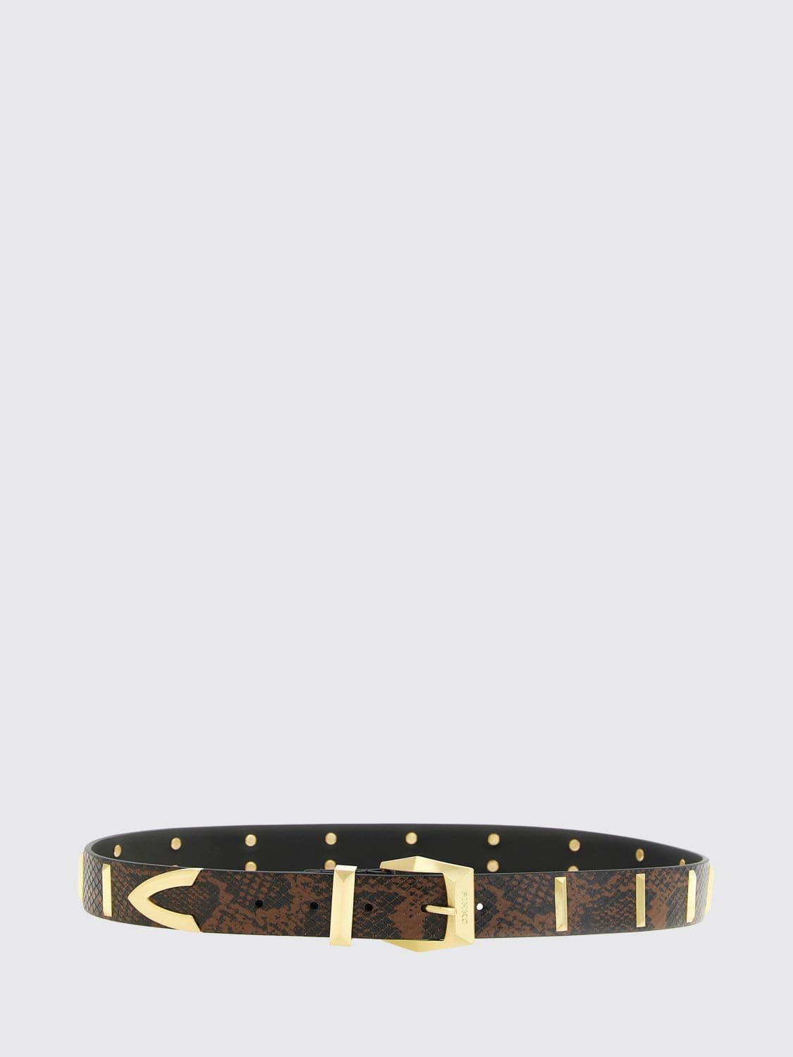 Pinko Adjustable Python-Print Leather Belt with Classic Buckle
