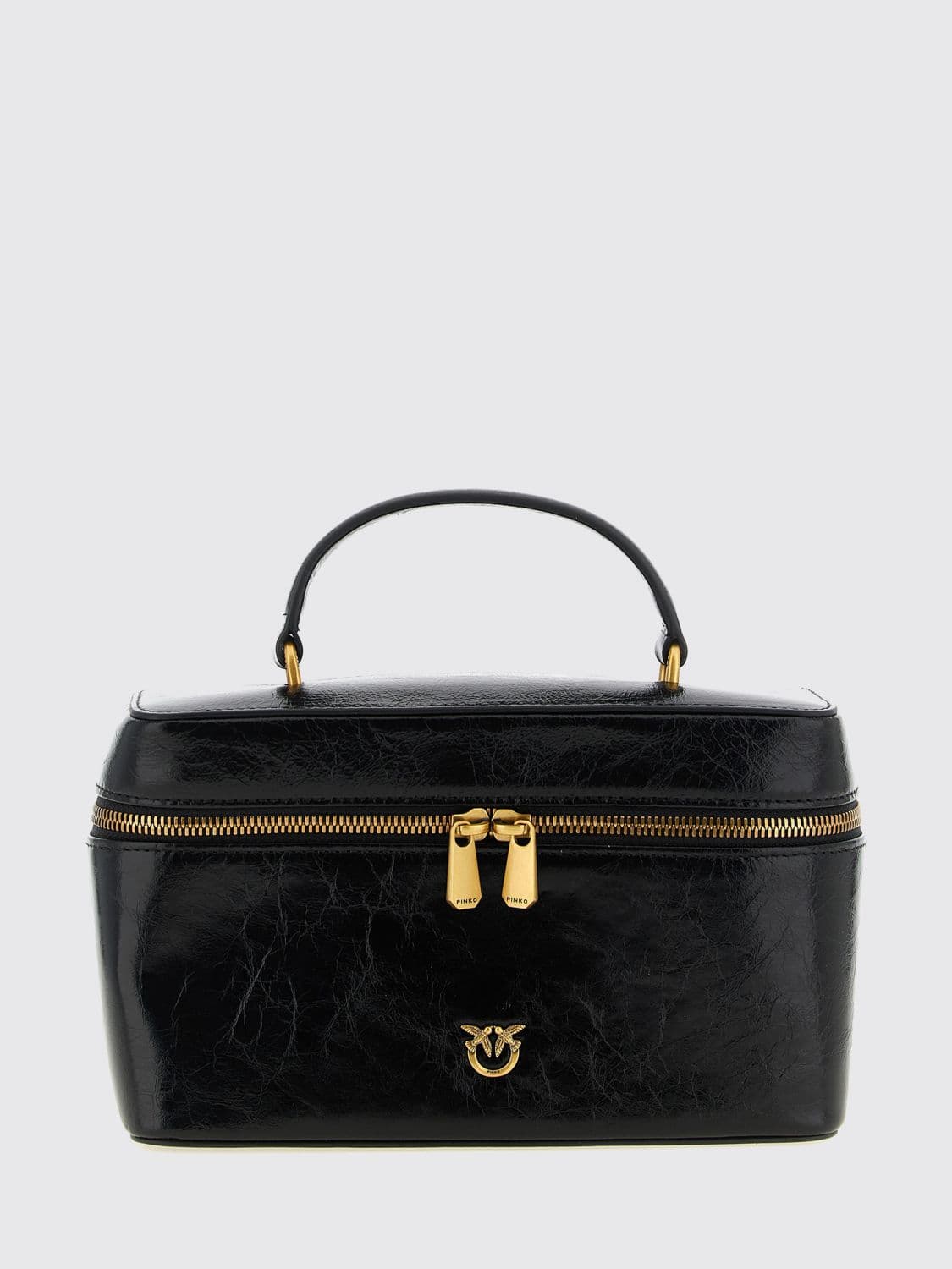 Pinko Vanity Mini Calfskin Leather Case with Logo and Removable Strap · OS